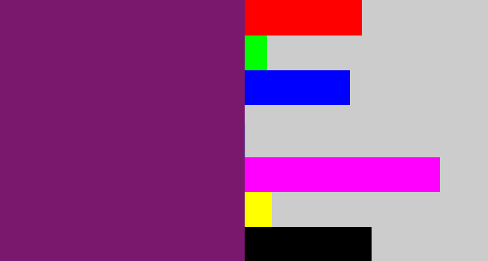 Hex color #7a186d - darkish purple