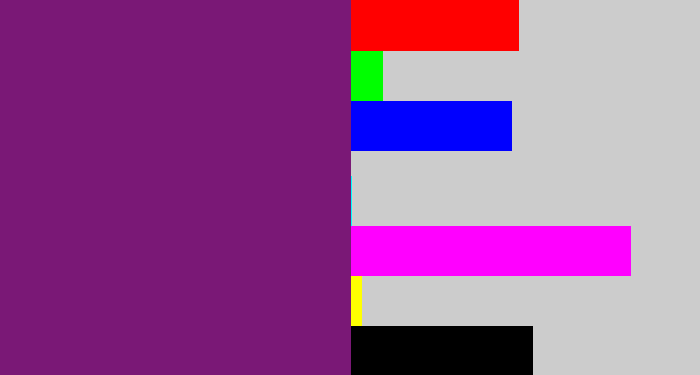 Hex color #7a1876 - darkish purple