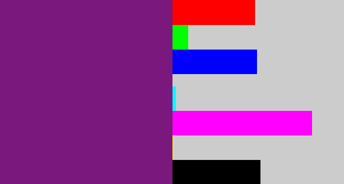 Hex color #7a187d - darkish purple