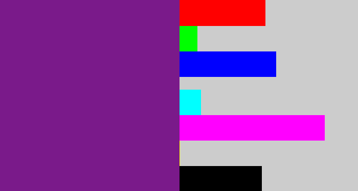 Hex color #7a1a8a - purple