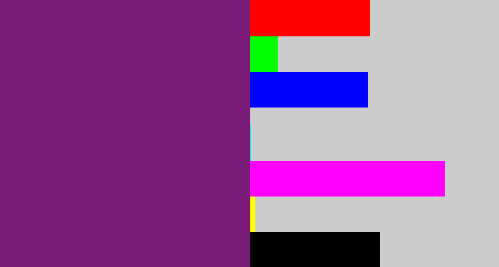 Hex color #7a1b77 - darkish purple