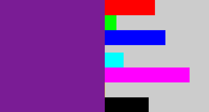 Hex color #7a1c95 - purple