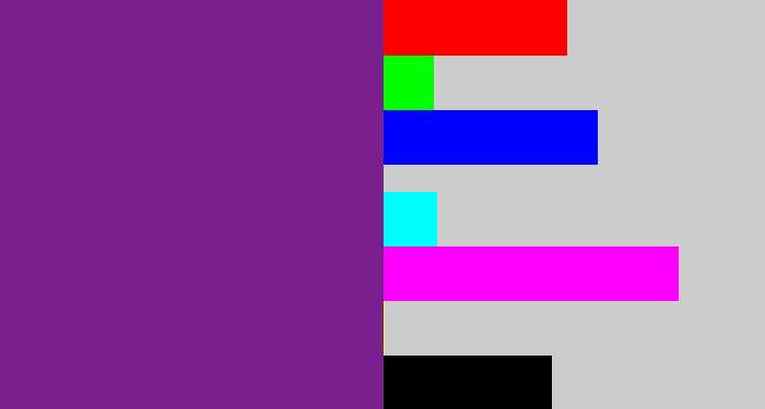Hex color #7a208e - purple