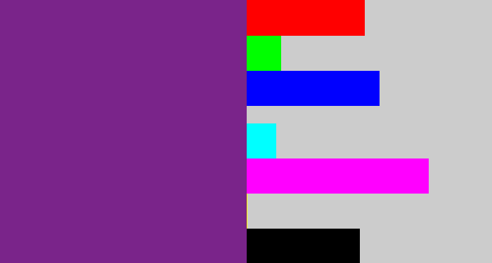 Hex color #7a248a - purple