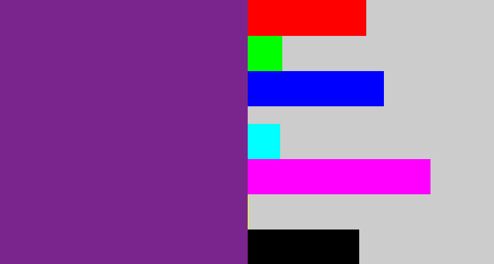 Hex color #7a248d - purple