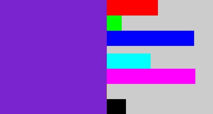 Hex color #7a24d0 - purple/blue