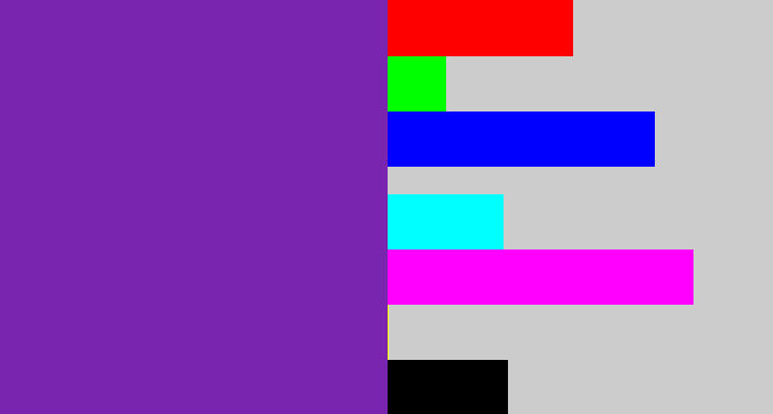 Hex color #7a25af - purple