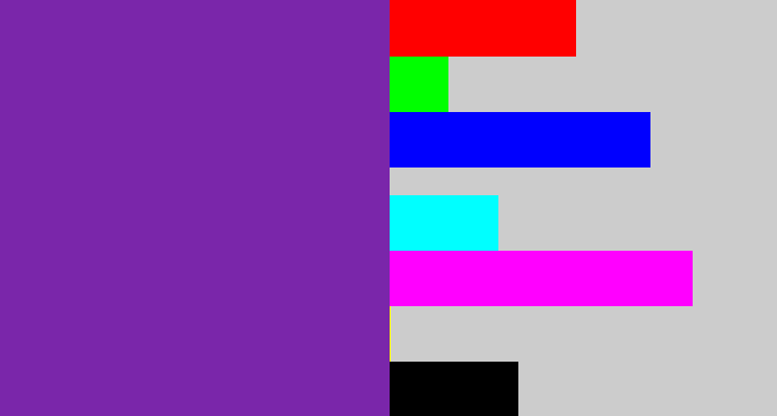 Hex color #7a26aa - purple