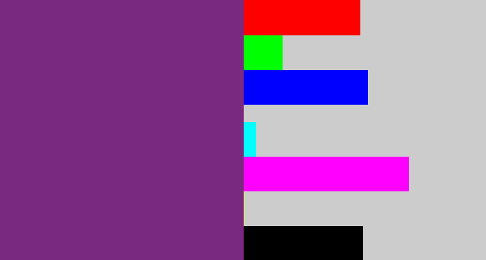 Hex color #7a2981 - darkish purple