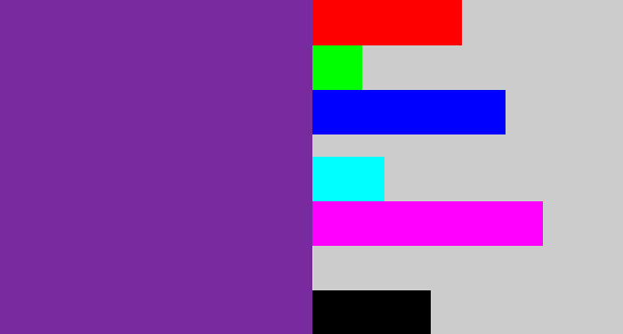 Hex color #7a2a9f - purple