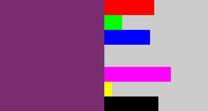 Hex color #7a2c71 - darkish purple