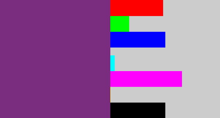 Hex color #7a2c7f - darkish purple