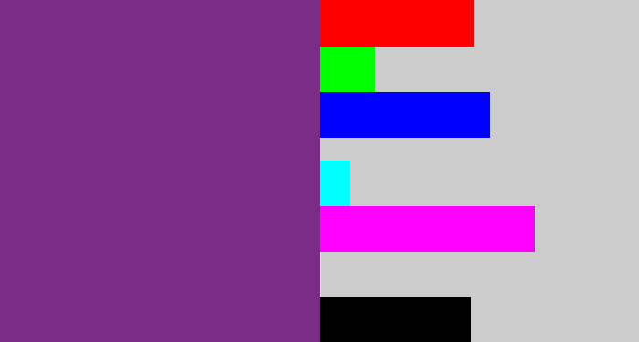 Hex color #7a2c86 - purple