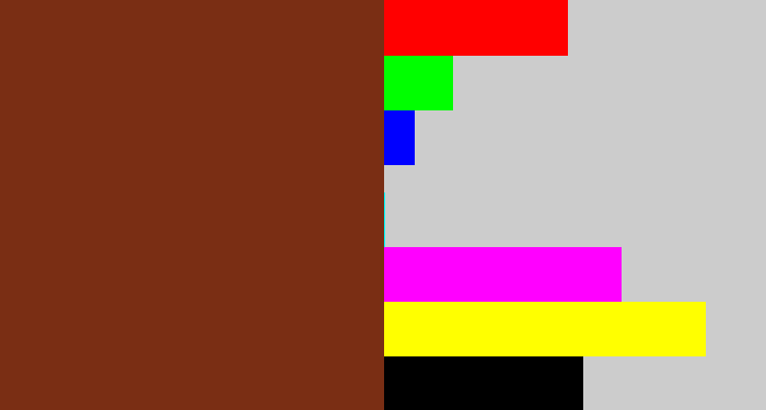 Hex color #7a2e14 - reddish brown