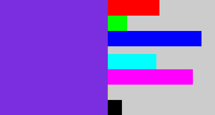 Hex color #7a2edf - bluish purple