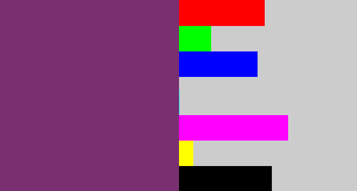 Hex color #7a2f70 - bruise