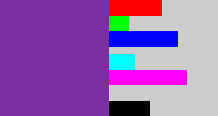 Hex color #7a2fa1 - purple
