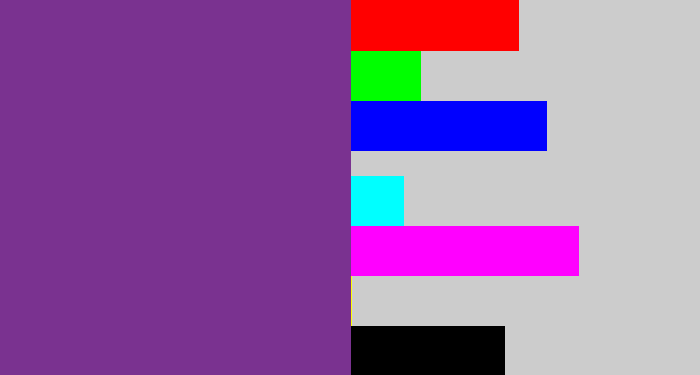 Hex color #7a3290 - purple