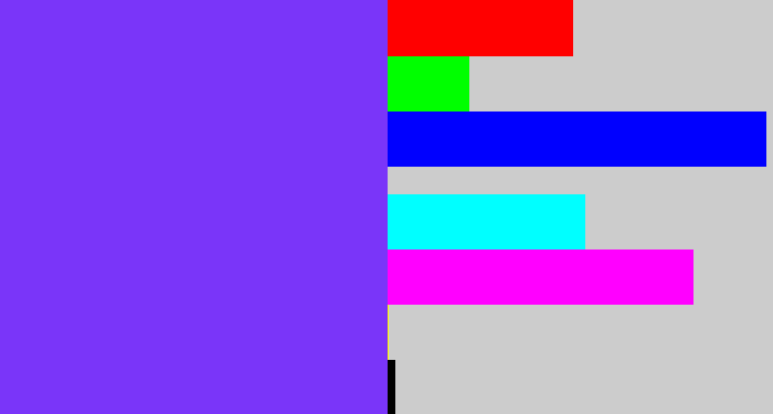 Hex color #7a35f9 - bluish purple