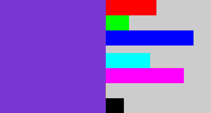Hex color #7a37d3 - bluish purple