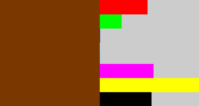 Hex color #7a3800 - reddish brown