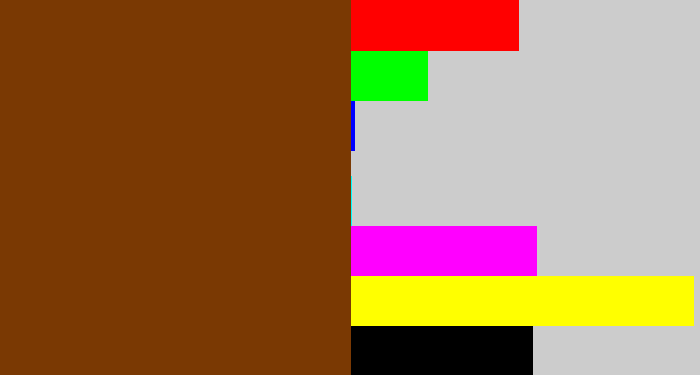 Hex color #7a3903 - reddish brown