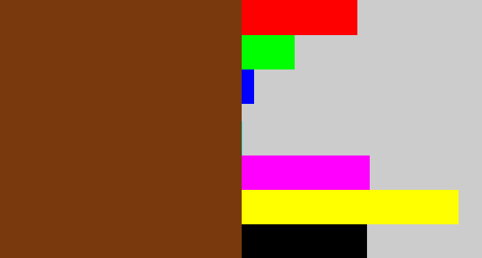 Hex color #7a390c - reddish brown