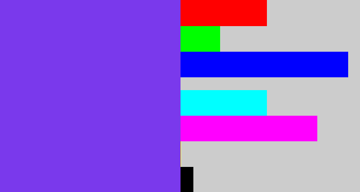 Hex color #7a39ec - bluish purple