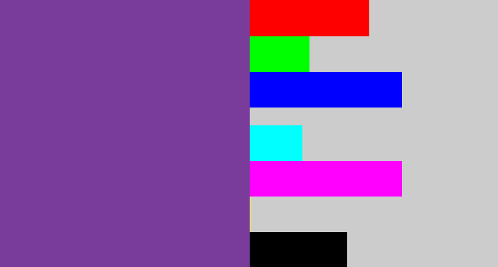 Hex color #7a3c9b - light eggplant