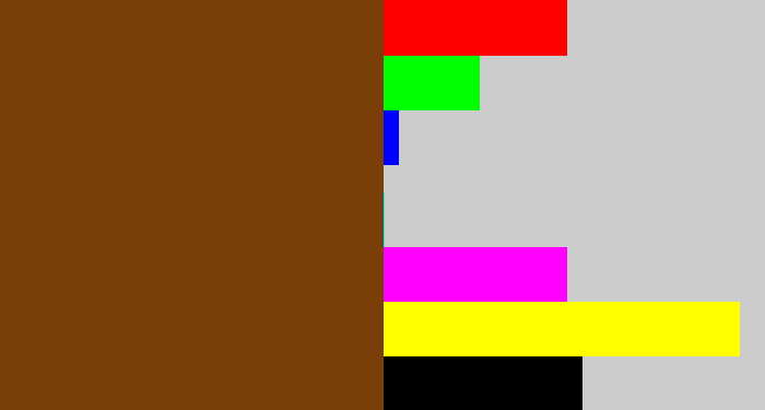 Hex color #7a3f09 - reddish brown