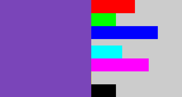 Hex color #7a45b9 - bluey purple