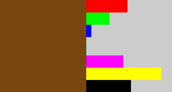 Hex color #7a4610 - medium brown