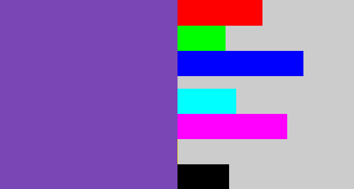 Hex color #7a46b6 - bluey purple