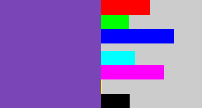 Hex color #7a46b7 - bluey purple