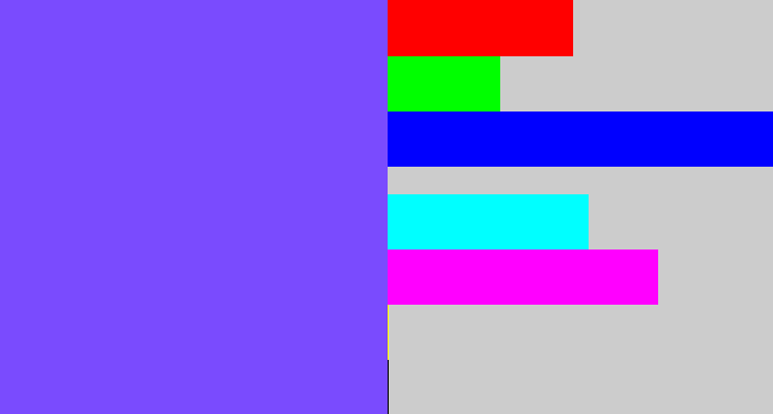 Hex color #7a4bfe - bluish purple
