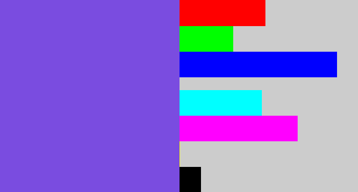 Hex color #7a4ce0 - purpley