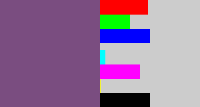Hex color #7a4d80 - dull purple