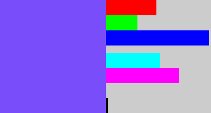 Hex color #7a4dfa - purpley