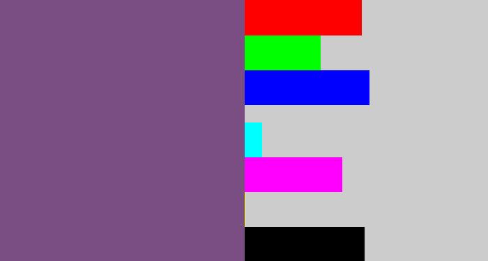 Hex color #7a4e83 - muted purple
