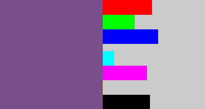 Hex color #7a4e89 - muted purple