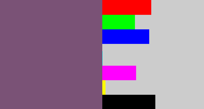 Hex color #7a5276 - dull purple