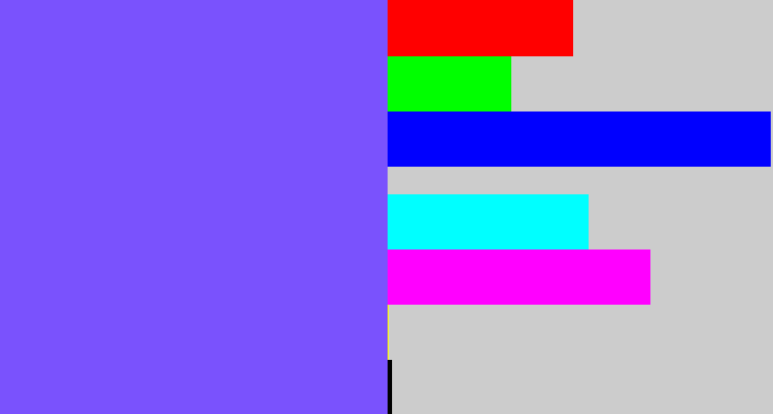 Hex color #7a52fd - purpley