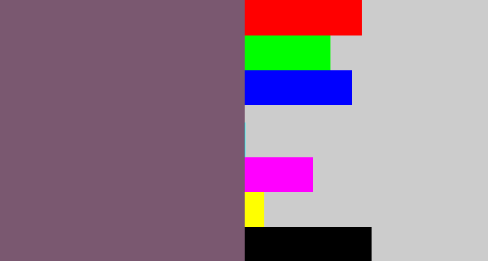 Hex color #7a5870 - dull purple