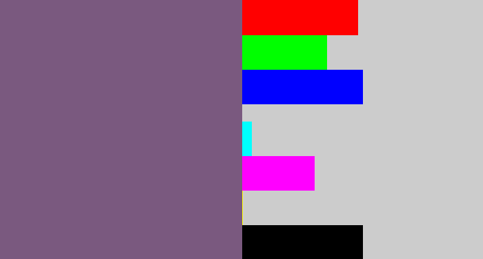 Hex color #7a597f - dull purple