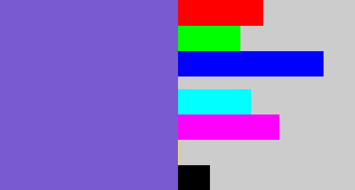 Hex color #7a5ad0 - light indigo