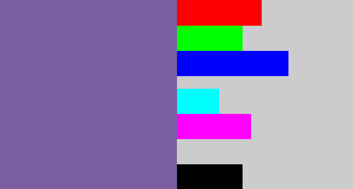Hex color #7a5ea1 - dark lavender