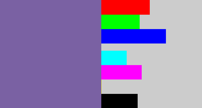 Hex color #7a61a3 - dark lavender