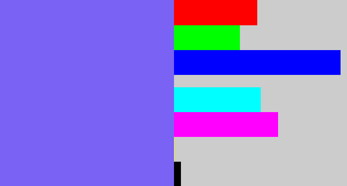 Hex color #7a62f4 - purpley