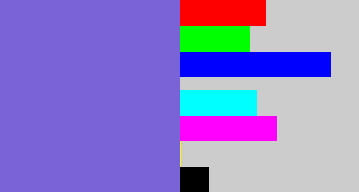 Hex color #7a63d7 - light indigo