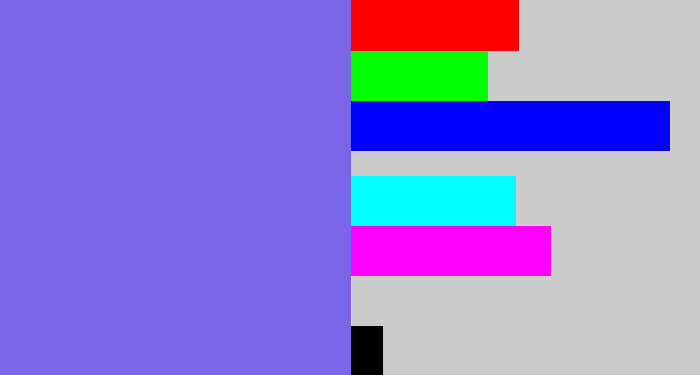 Hex color #7a64e8 - purpley